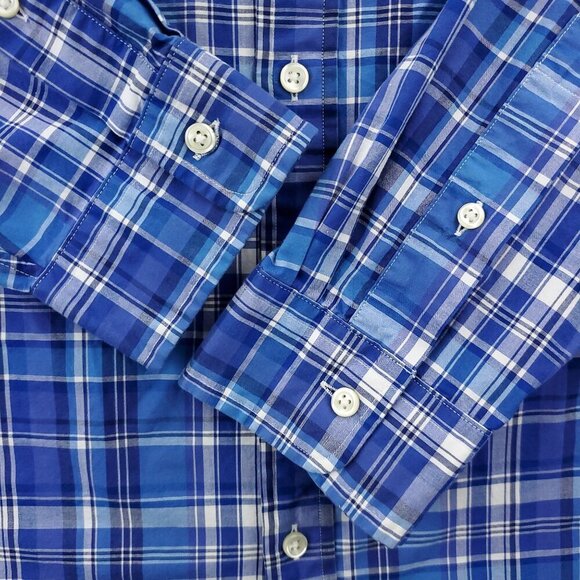 Ralph Lauren Slim Fit Shirt Pony Plaid Button Down Stretch Blue 17 1/2 Men's XL - Picture 10 of 13